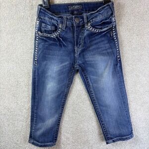 Silver Jeans Co Ali Kids Girls Size 8 Stretch Denim Capri Jeans Embellished